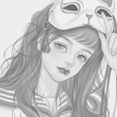 黑白女漫画头像(图36)