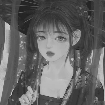 手绘黑白女生头像(图69)