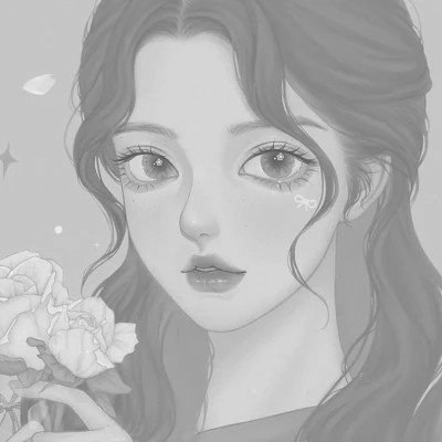 手绘黑白女生头像(图105)
