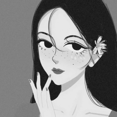 细腻手绘黑白女头像(图14)