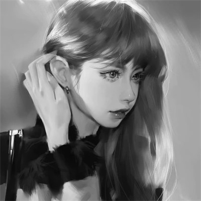 手绘黑白女生头像(图61)