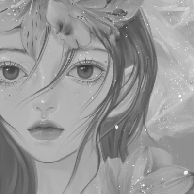 黑白女漫画头像(图67)