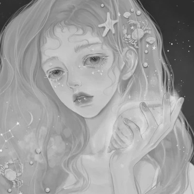 细腻手绘黑白女头像(图53)