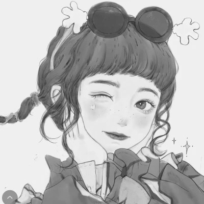 黑白女漫画头像(图75)