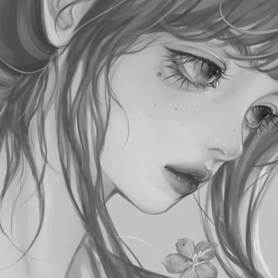 高颜值手绘黑白女生头像(图84)
