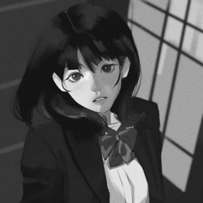 高颜值手绘黑白女生头像(图50)