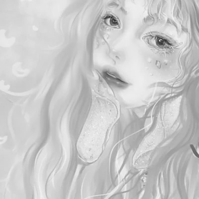 细腻手绘黑白女头像(图42)