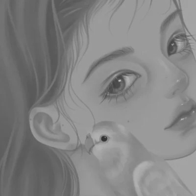 手绘黑白女生头像(图99)