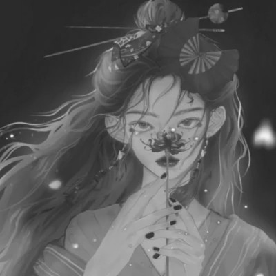黑白女漫画头像(图51)
