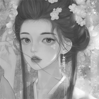 手绘黑白女生头像(图75)