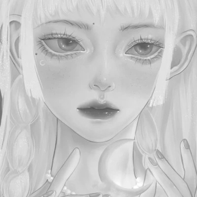 细腻手绘黑白女头像(图74)