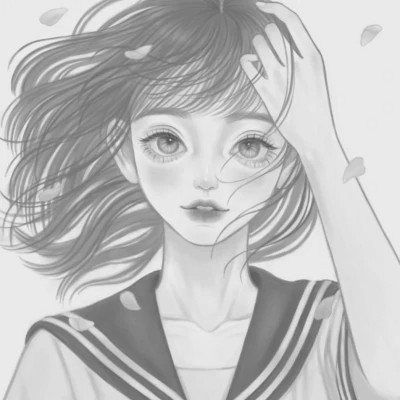 黑白女漫画头像(图32)