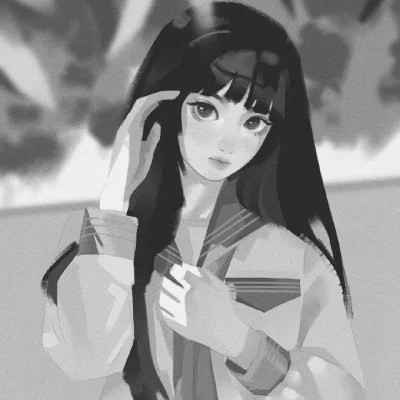 高颜值手绘黑白女生头像(图49)
