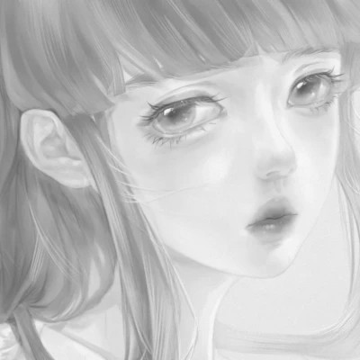 手绘黑白女生头像(图59)