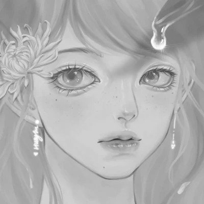 黑白女漫画头像(图55)