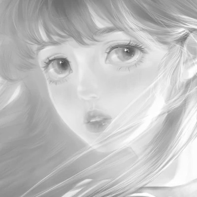 手绘黑白女生头像(图58)