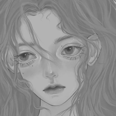 黑白女漫画头像(图68)