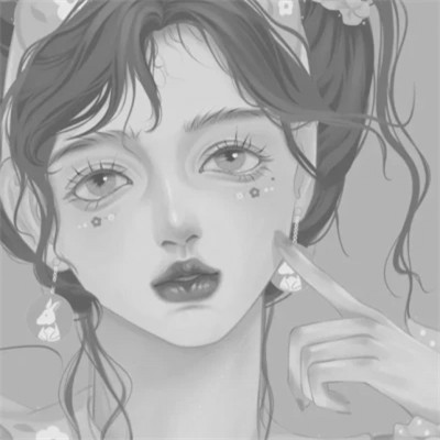 手绘黑白女生头像(图88)