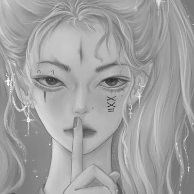 细腻手绘黑白女头像(图77)