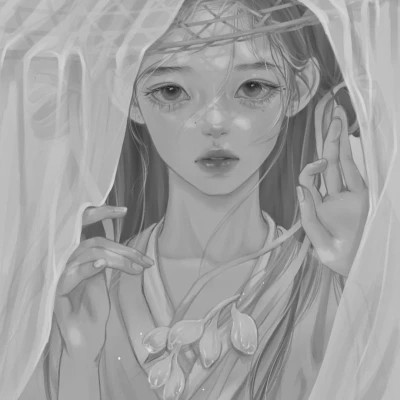 细腻手绘黑白女头像(图64)
