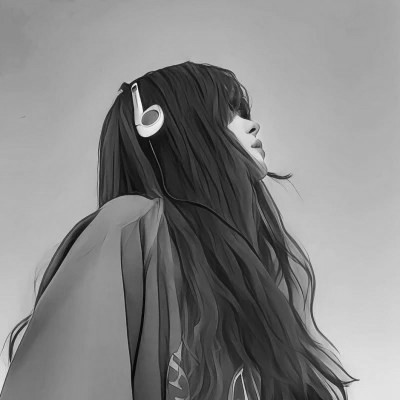 高颜值手绘黑白女生头像(图82)