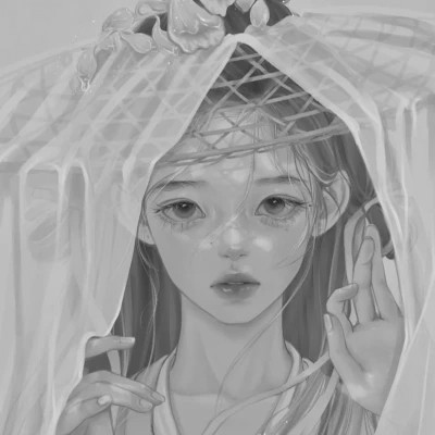 细腻手绘黑白女头像(图71)