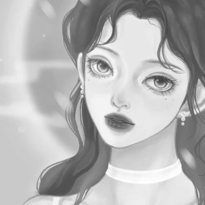 黑白女漫画头像(图57)