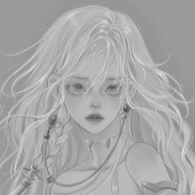 细腻手绘黑白女头像(图68)