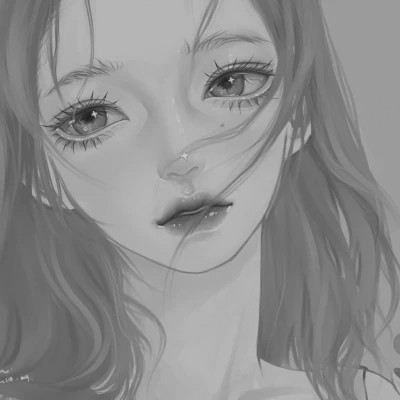 黑白女漫画头像(图64)