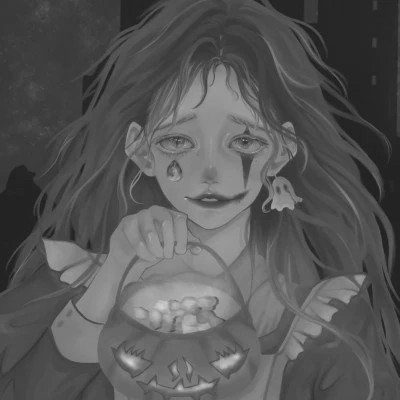 黑白女漫画头像(图47)