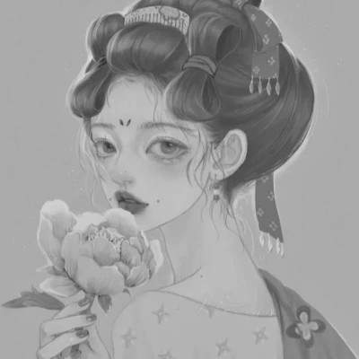 细腻手绘黑白女头像(图70)