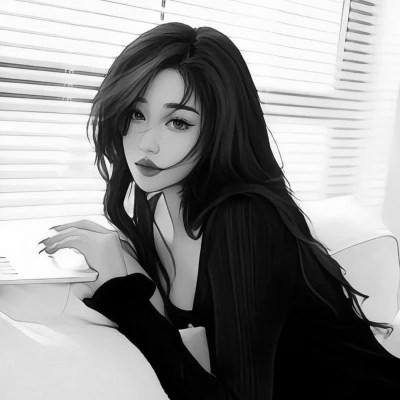 高颜值手绘黑白女生头像(图91)