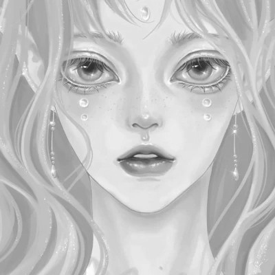黑白女漫画头像(图82)