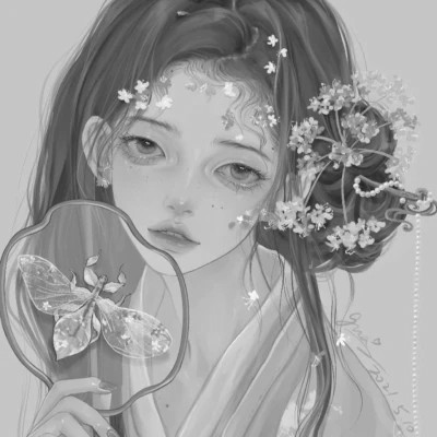细腻手绘黑白女头像(图69)