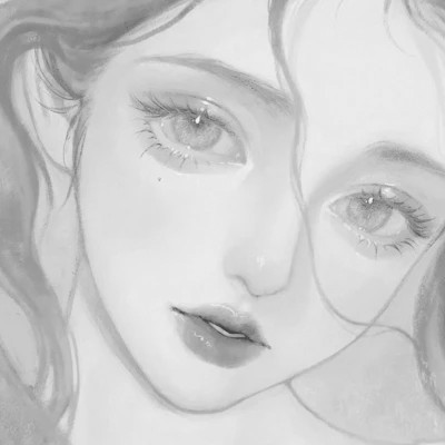 手绘黑白女生头像(图94)