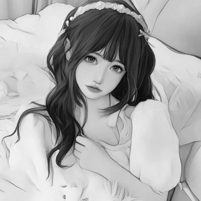 高颜值手绘黑白女生头像(图79)