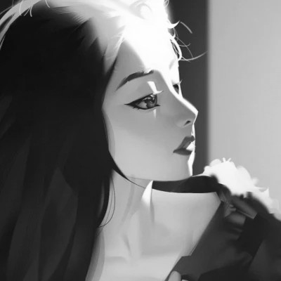 手绘黑白女生头像(图43)