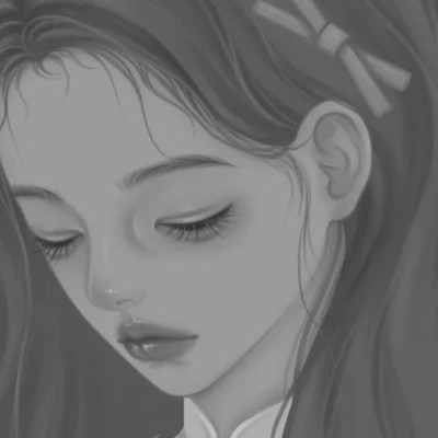 手绘黑白女生头像(图100)