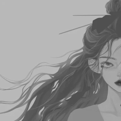 黑白女漫画头像(图49)