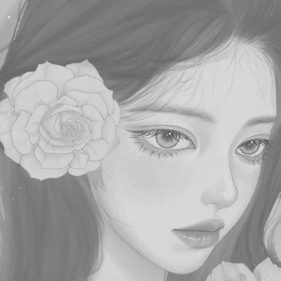 手绘黑白女生头像(图104)