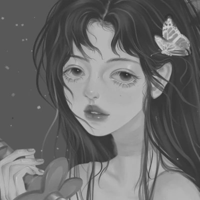 细腻手绘黑白女头像(图50)
