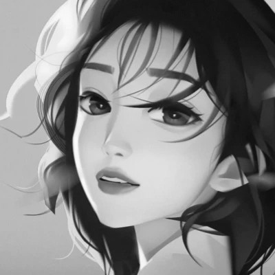 手绘黑白女生头像(图47)