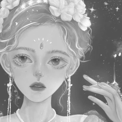 细腻手绘黑白女头像(图20)