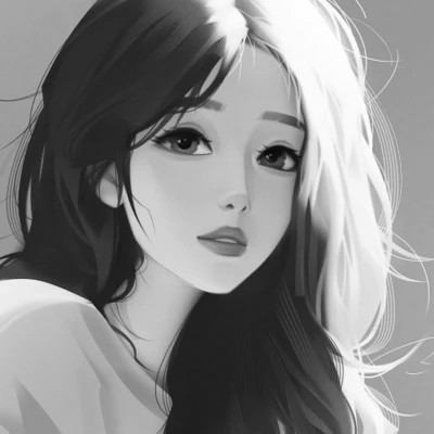 手绘黑白女生头像(图42)