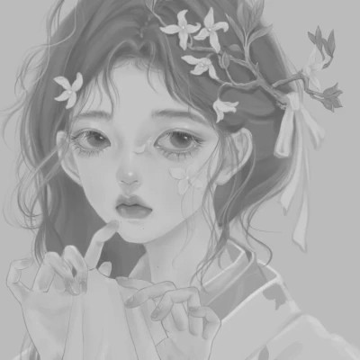 细腻手绘黑白女头像(图49)