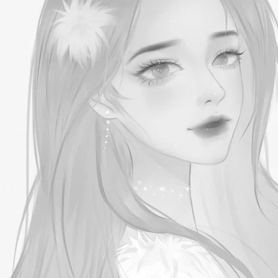 细腻手绘黑白女头像(图62)