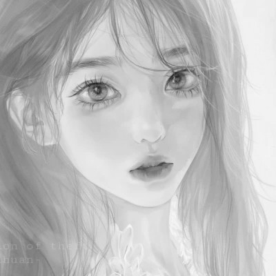 手绘黑白女生头像(图53)