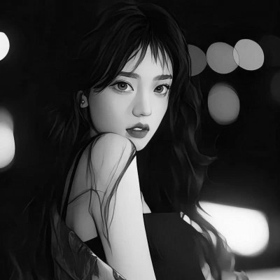 高颜值手绘黑白女生头像(图88)