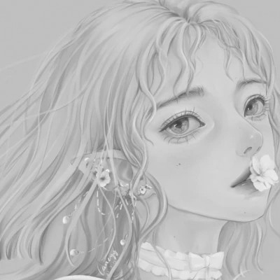 细腻手绘黑白女头像(图3)