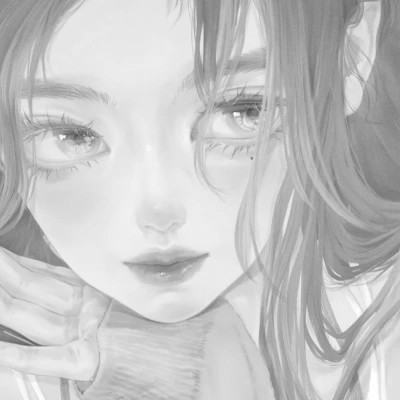 手绘黑白女生头像(图51)